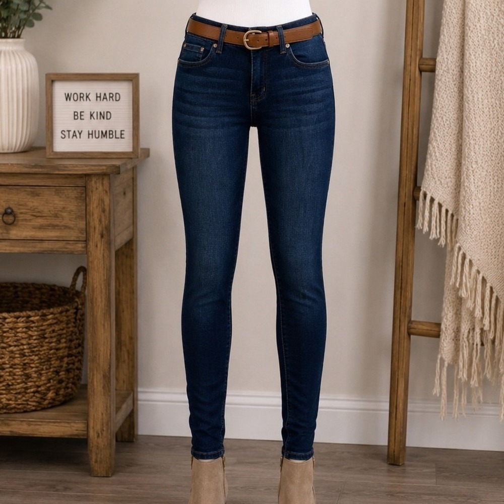 Enjean Womens Skinny Jeans Dark Wash High Rise Denim 5/27